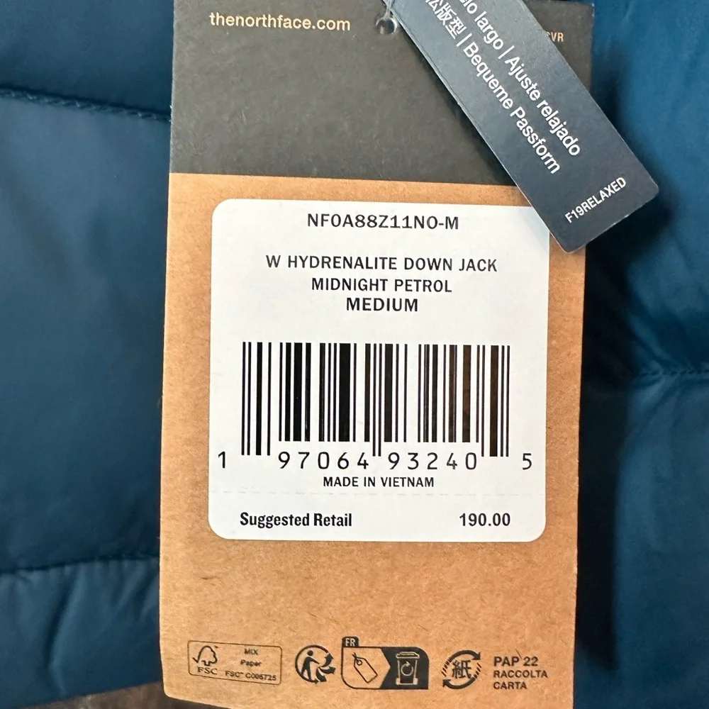 The North Face NWT Hydrenalite Down Jacket Midnight Petrol Women’s Size M - Picture 6 of 7